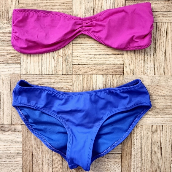 F21 pink purple bandeau bikini set - Picture 1 of 4